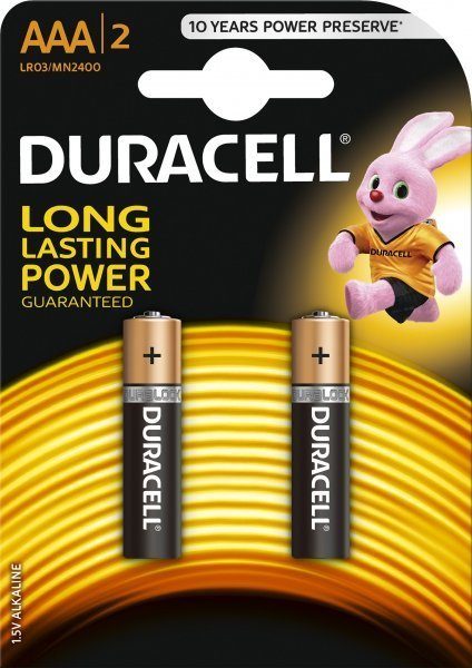 Duracell AAA MN2400 šarminės LR03 1.5V baterijos (2vnt) (ES lizdas)