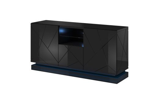 Kommid QIU 2D1K 150x41.5x75 must läik/must läik