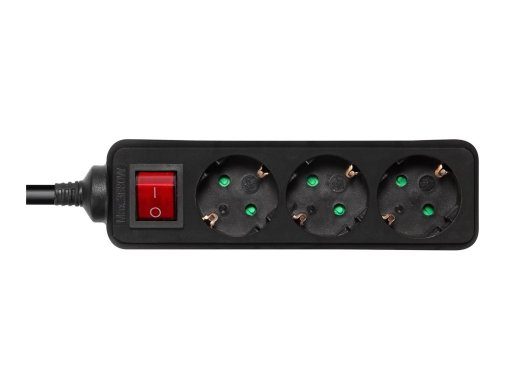 DELTACO GT-0362 3-pin pistiku riba 16A must 5m