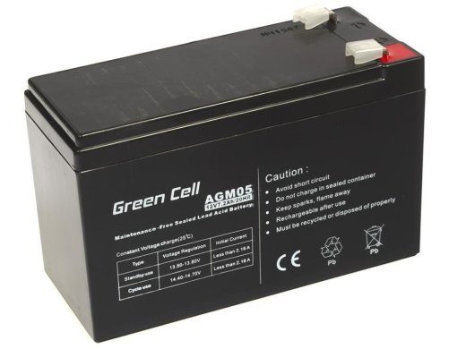 Green Cell AGM05 ATS baterijos hermetiškai uždaros geležies rūdos (VRLA) 12 V 7.2 Ah