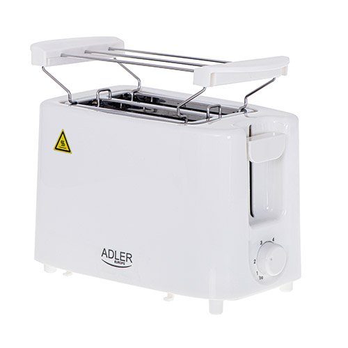 Adler tostoras AD 3223 Galia 750 W Slėnių skaičius 2 Korpusas plastikinis Baltas