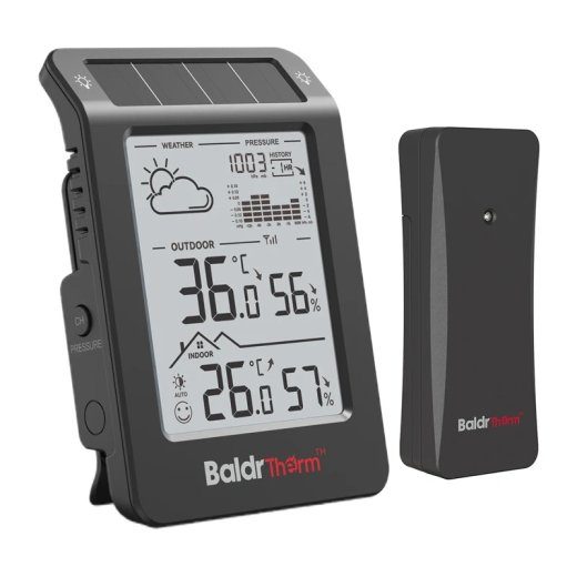 BALDRTHERM B0596WT2H2P-V1 Päikesepatareiga ilmajaam (must)