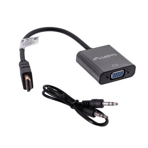 Langberg AD-0017-BK videokaablikomplekt 0,2m VGA (D-Sub) kuni HDMI tüüp A (standard) must