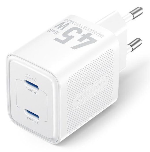 Mobiililaadija sein 45W USB-C/2P VALGE FEFW0- VENTION