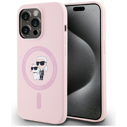 Karl Lagerfeld Silicone Karl&Choupette MagSafe Case iPhone 14 Pro Max jaoks / roosa