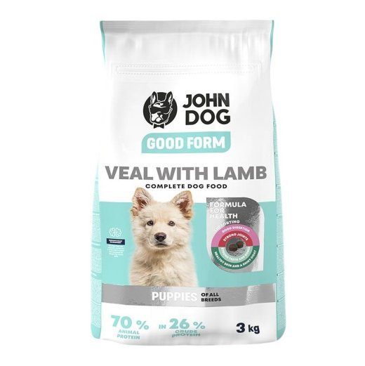 JOHN DOG Junior Good Form Veal with lamb - kuiv koeratoit - 3kg