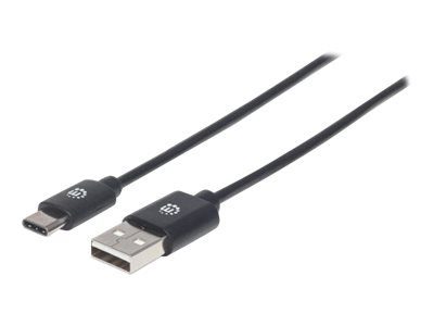 Manhattan USB-C to USB-A Kabel, 1m, Mees-Mees, Must, 480 Mbps (USB 2.0), Kiire USB, Eluaeg Garantii, Polybag USB Type-C Kabel 1m Must