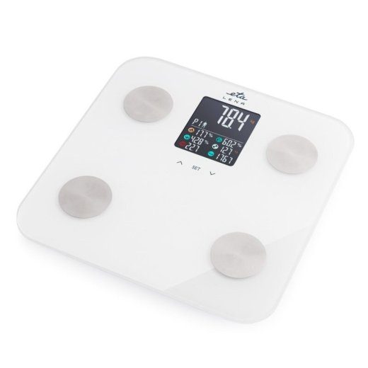 ETA Asmeninė svarstyklė ETA378190000 Lena Maksimalus svoris (talpa) 180 kg Tikslumas 100 g Kūno masės indekso (BMI) matavimas Baltas
