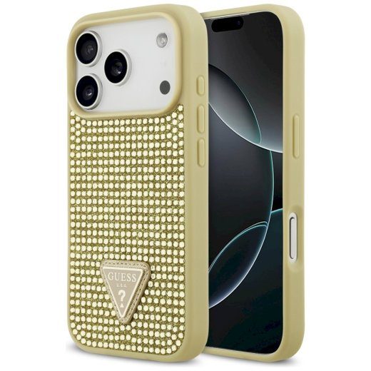 Guess Rhinestone Triangle Logo ümbris iPhone 17 Pro jaoks / kuldne