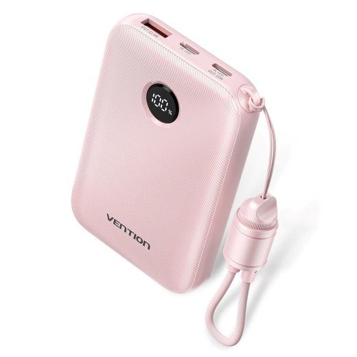 Vention 10000mAh Powerbank 2xUSB-C 1xUSB-A 22.5W, roosa