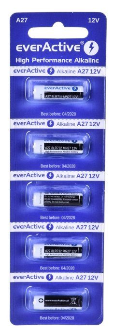 5 x everActive 27A 12V alkaline batteries - blister 5 pcs