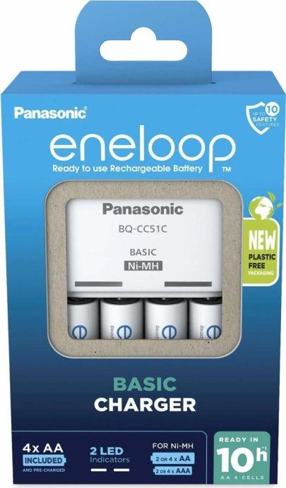 Akuga laadija PANASONIC Eneloop Basic BQ-CC51 + 4x AA 2000 mAh (K-KJ51MCD40E)