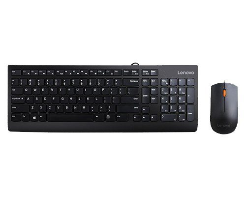 Lenovo 300 Universal USB QWERTY US inglise keele must klaviatuur koos hiirega