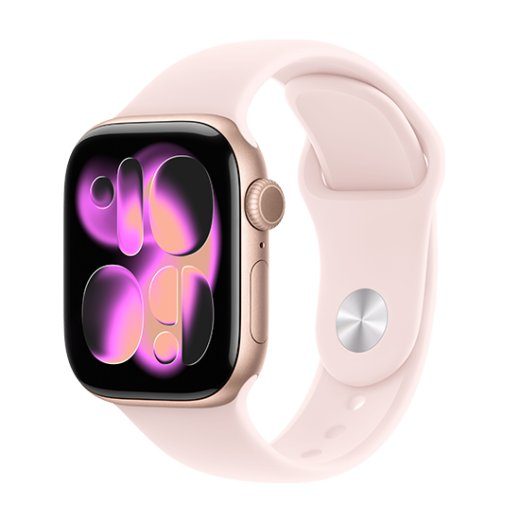 Apple Watch Series 11 (2025) LTE 42mm Roosa Kuldkast koos Kergõuna Sporiribaga S/M Roosa
