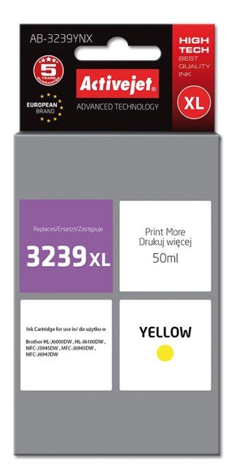 Activejet AB-3239YNX tint (Brother LC3239XLY asendus; Supreme; 50 ml; kollane)