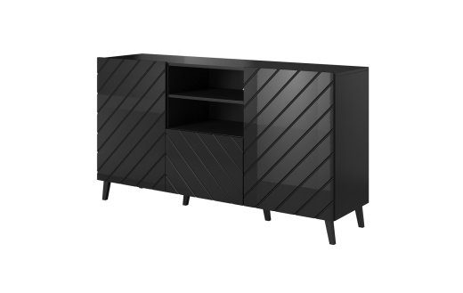 ABETO sahtlar 150x42x82 läikiv must/must