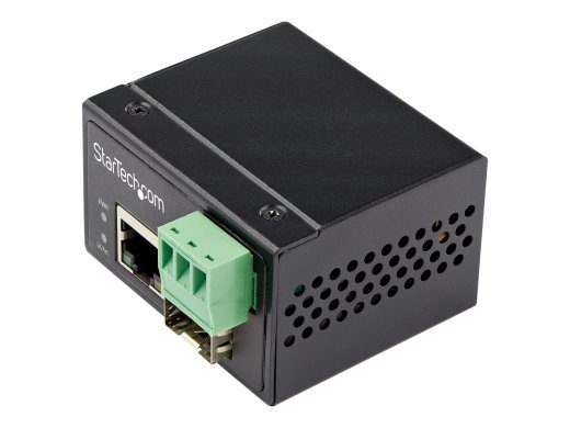 StarTech.com Tööstuslik Fiber to Media Converter - 100Mbps SFP to RJ45/Cat6 - Üksikutmood/Mitutmood Optofaibrist Kuparivõrgule - 12-56V DC - IP