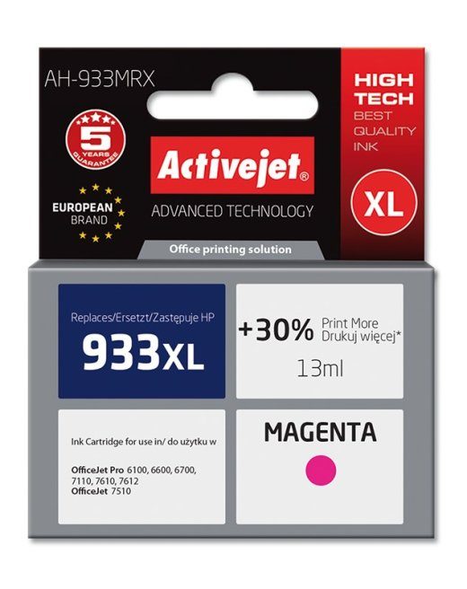 Activejet AH-933MRX tint (asendus HP 933XL CN055AE jaoks; Premium; 13 ml; magenta)