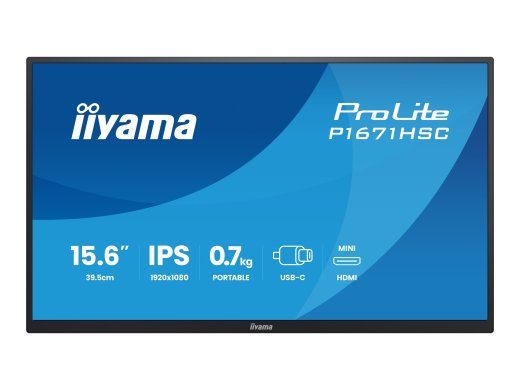 iiyama ProLite P1671HSC-B1 15,6 colio IPS Full HD (1920 x 1080) VGA Mini HDMI USB-C 60Hz monitorius