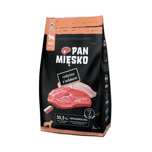 PAN MIĘSKO Veal with turkey XS - kuiv koeratoit - 3kg