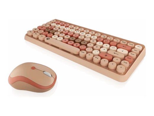 KeySonic KSKM-5200M-RF membrana/guminė domė belaidis pelės ir klaviatūros rinkinys vokiečių