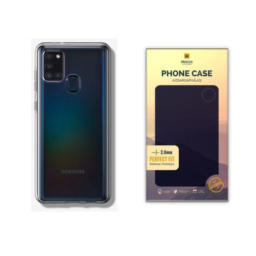Mocco Original Clear Case 2mm Silikoonkott Samsung Galaxy A21 jaoks Läbipaistev (EL Blister)