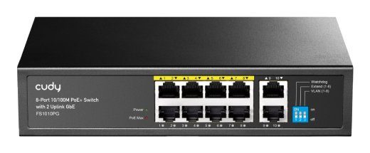Cudy FS1010PG switch sieciowy niezarzadzany Fast Ethernet (10/100) Power over Ethernet (PoE) Czarny