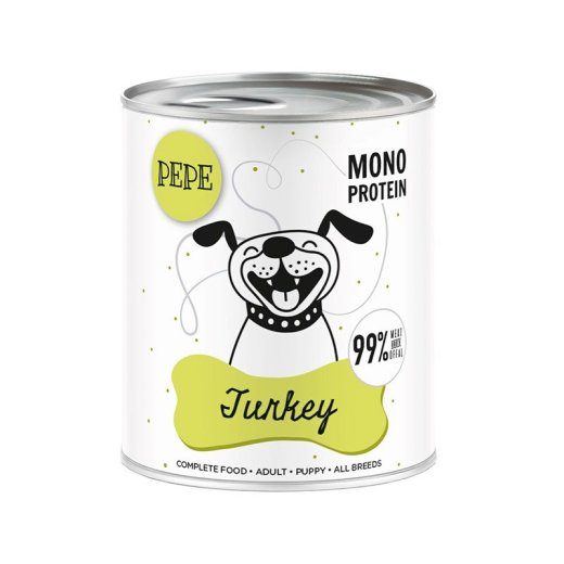 Pepe Kalkun mono märgkoeratoit täiskasvanud koertele - 800g