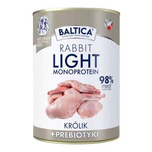 BALTICA Nutraceutic Monoprotein Light Küülik koos prebiootikumidega - märg koeratoit - 400g