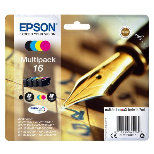 Epson 16 multipack must kollane tsüaan magenta tint C13T16264012