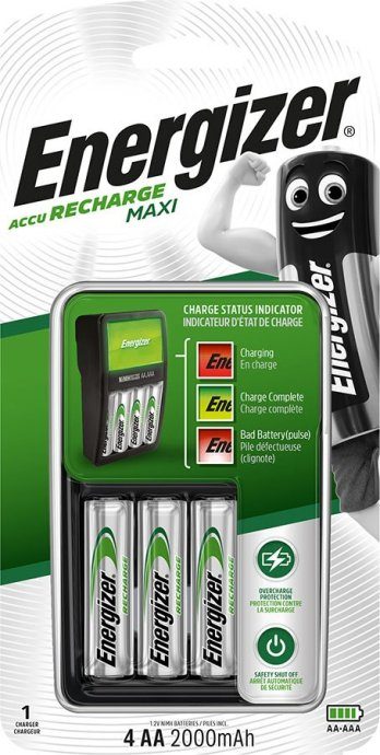 ENERGIZER Maxi ACCU HR6 POW laadija + 2 AA 2000 mAh akut