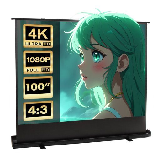 Maclean MC-211 Portable Projection Screen, Compact, Floor, 100”, 4:3