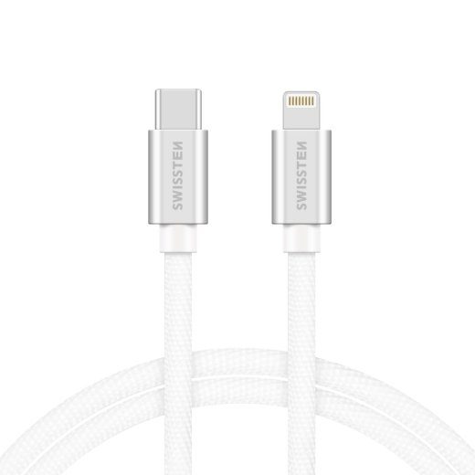 Swissten Tekstilės universalus greito įkrovimo 3.1 USB-C į Lightning duomenų ir įkrovimo kabelis 2m