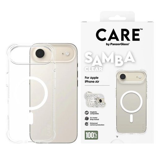CARE by PanzerGlass moekas ümbris Samba kaitsekate iPhone Air (2025) läbipaistev