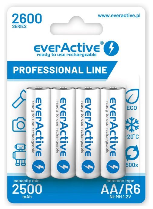everActive Ni-MH R6 AA 2600 mAh Laetavad Akud Professionaalne Liin