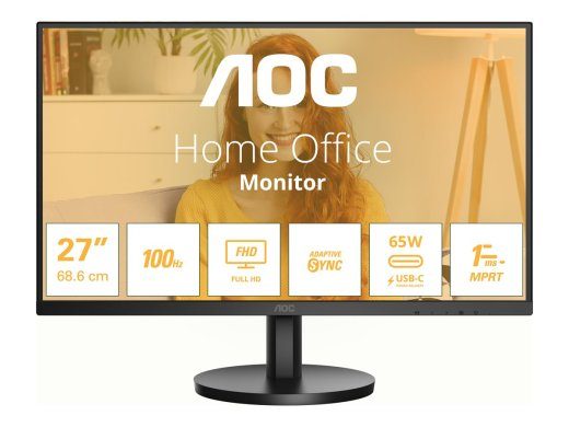 AOC 27B3CA2 27 " IPS FHD 16:9 100 Hz 1 ms 1920 x 1080 pikseliai 250 cd/m² HDMI prievadų kiekis 1 Juoda