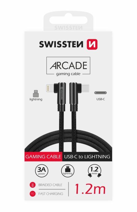 Swissten L tüüpi tekstiilne universaalne Quick Charge 3.1 USB-C Lightning andme- ja laadimiskaabel 1,2m