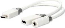 0.10m Nedis USB-C™ to USB 2.0 Adapter, USB-C to USB-C to 3.5mm Jack, Round, Gold-Plated, PVC, White
