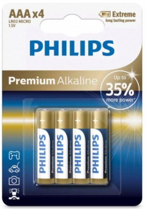 Philips LR03M4B/10 Premium Alkaline AAA Baterijos