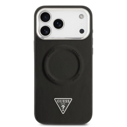 Guess PU Nahast Triangle Logo MagSafe Kaitseümbris Apple iPhone 17 Pro jaoks