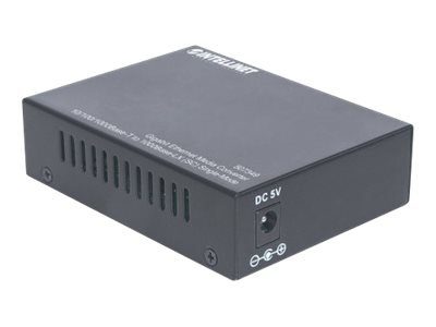 Intellinet Single Mode Media Converter, Base-T to 1000Base-Lx (SC) Single-Mode, 20km (Euro 2-pin plug) Fibermedieomformer Ethernet Fast Ethernet Gi