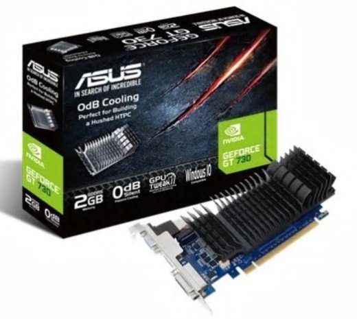 Asus GF GT730-SL-2GD5-BRK NVIDIA 2 GeForce GT 730 GDDR5 Cooling type Passive DVI-D ports quantity 1 HDMI ports quantity 1 PCI Express 2.0 Memory cl