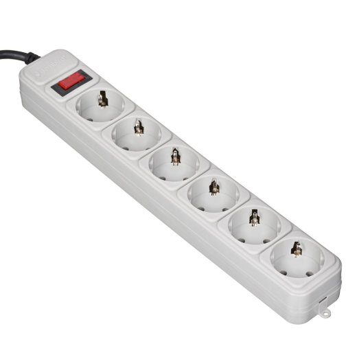 Gembird 6 Schuko sockets surge protector, 3m, grey