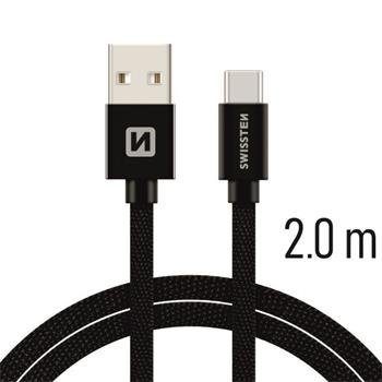 Swissten Textile Universal Quick Charge 3.1 USB-C andme- ja laadimiskaabel 2m