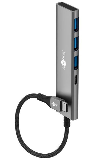 Goobay Slim 4-portiline USB keskus, USB-C USB-C/USB-A-ni, 5 Gbit/s 76562