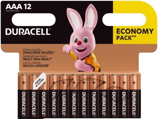 Duracell AAA MN2400 alkali LR03 1.5V patareid 12tk