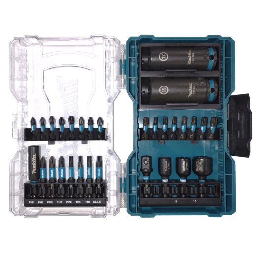 Makita E-22903 30-tükiline löögikruvikeeraja ja bitikomplekt must