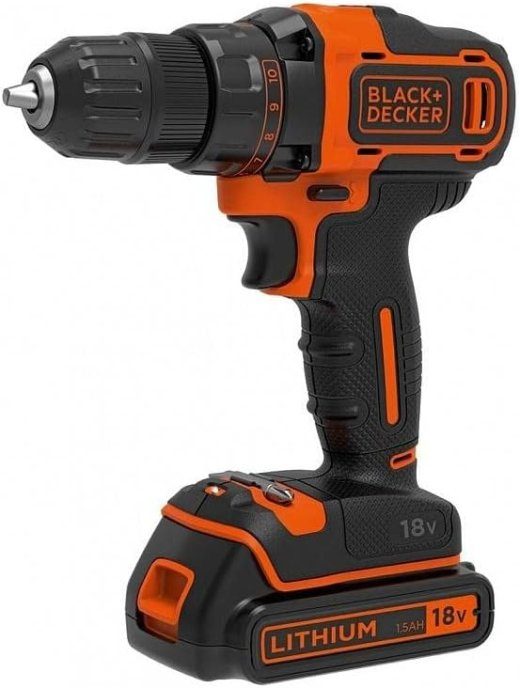 BLACK & DECKER 18V , 2x1.5 Ah Juhtmevaba puur kruvikeeraja BDCDD186KB-QW