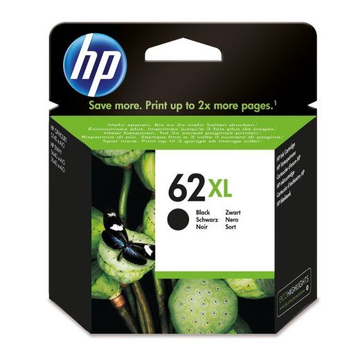 HP 62XL must 600-leheküljeline tintpatrun C2P05AE