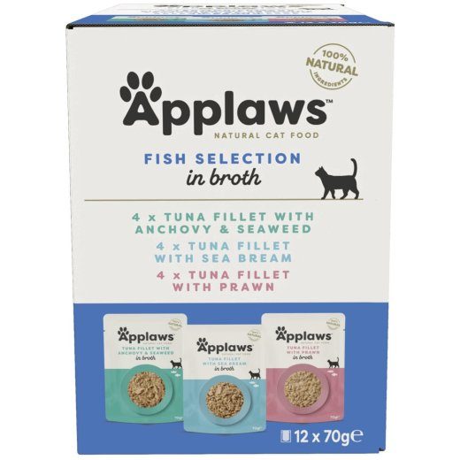 APPLAWS kala valik multipack puljongis - märg kassitoit - 12x70g